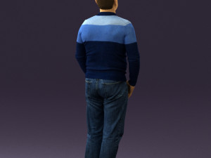 man in blue colored polo 0551 3D Model