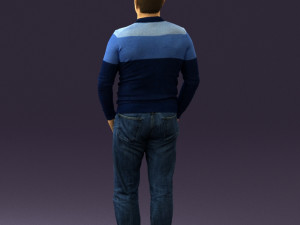 man in blue colored polo 0551 3D Model
