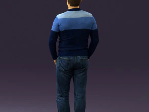 man in blue colored polo 0551 3D Model