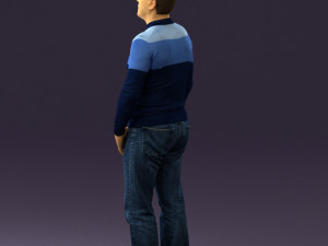 man in blue colored polo 0551 3D Model