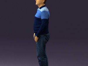 man in blue colored polo 0551 3D Model