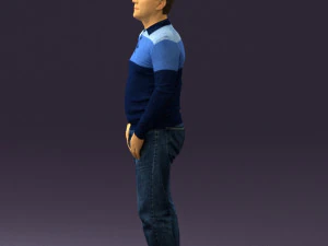 man in blue colored polo 0551 3D Model