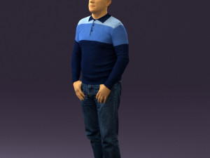 man in blue colored polo 0551 3D Model