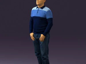 man in blue colored polo 0551 3D Model