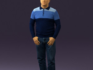 man in blue colored polo 0551 3D Model