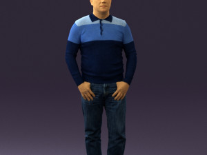 man in blue colored polo 0551 3D Model