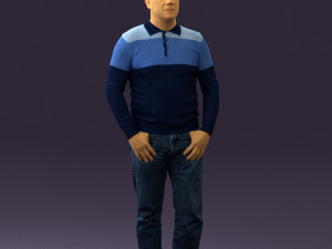man in blue colored polo 0551 3D Model