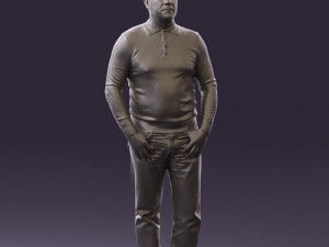 man in blue colored polo 0551 3D Model