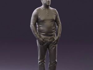 man in blue colored polo 0551 3D Model