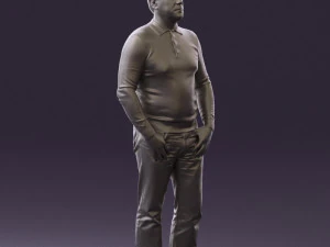 man in blue colored polo 0551 3D Model