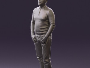 man in blue colored polo 0551 3D Model