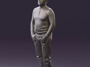 man in blue colored polo 0551 3D Model