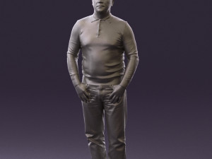 man in blue colored polo 0551 3D Model