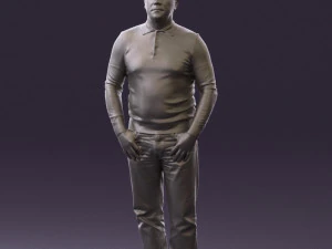 man in blue colored polo 0551 3D Model