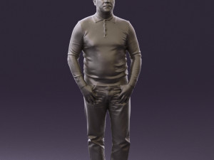 man in blue colored polo 0551 3D Model