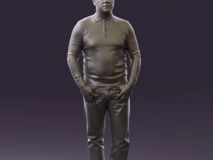 man in blue colored polo 0551 3D Model
