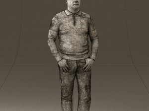 man in blue colored polo 0551 3D Model
