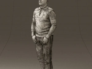 man in blue colored polo 0551 3D Model