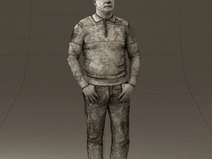 man in blue colored polo 0551 3D Model