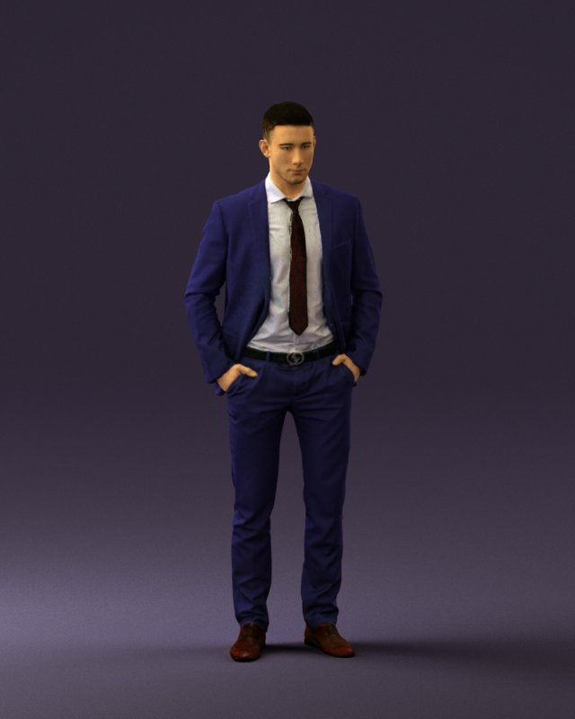 man in blue suit open jacket 0550 3D Model .c4d .max .obj .3ds .fbx .stl .blend 