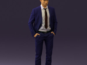 man in blue suit open jacket 0550 3D Model