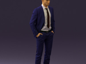 man in blue suit open jacket 0550 3D Model