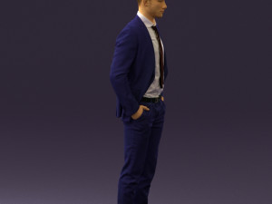 man in blue suit open jacket 0550 3D Model