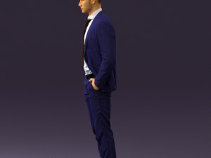 man in blue suit open jacket 0550 3D Model