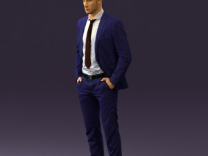 man in blue suit open jacket 0550 3D Model