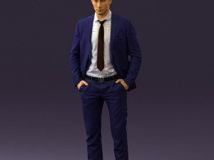 man in blue suit open jacket 0550 3D Model
