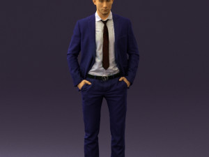 man in blue suit open jacket 0550 3D Model