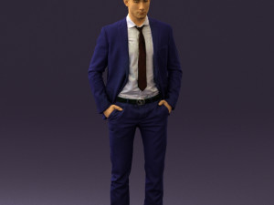 man in blue suit open jacket 0550 3D Model