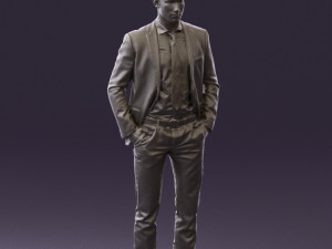 man in blue suit open jacket 0550 3D Model