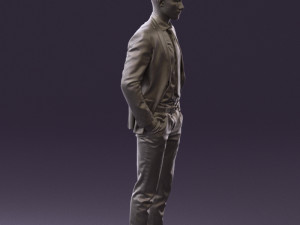 man in blue suit open jacket 0550 3D Model