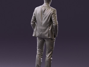 man in blue suit open jacket 0550 3D Model