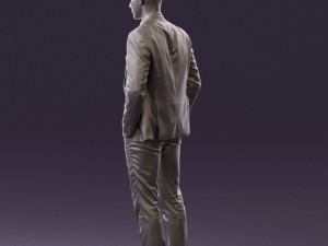 man in blue suit open jacket 0550 3D Model