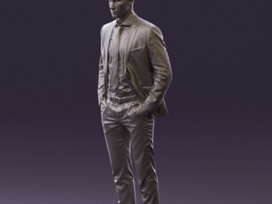 man in blue suit open jacket 0550 3D Model