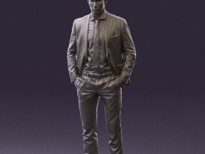 man in blue suit open jacket 0550 3D Model