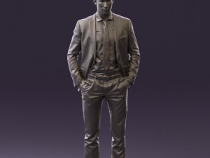 man in blue suit open jacket 0550 3D Model