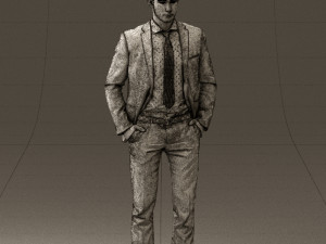 man in blue suit open jacket 0550 3D Model