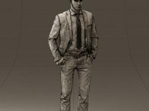 man in blue suit open jacket 0550 3D Model