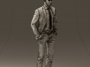 man in blue suit open jacket 0550 3D Model
