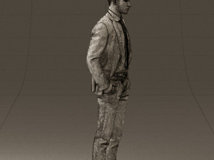 man in blue suit open jacket 0550 3D Model