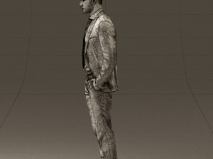 man in blue suit open jacket 0550 3D Model