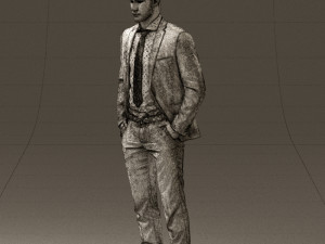 man in blue suit open jacket 0550 3D Model