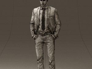 man in blue suit open jacket 0550 3D Model