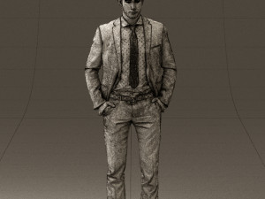 man in blue suit open jacket 0550 3D Model
