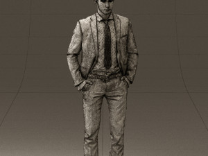 man in blue suit open jacket 0550 3D Model