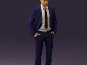 man in blue suit open jacket 0550 3d print ready 3D Print Model