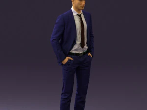 man in blue suit open jacket 0550 3d print ready 3D Print Model